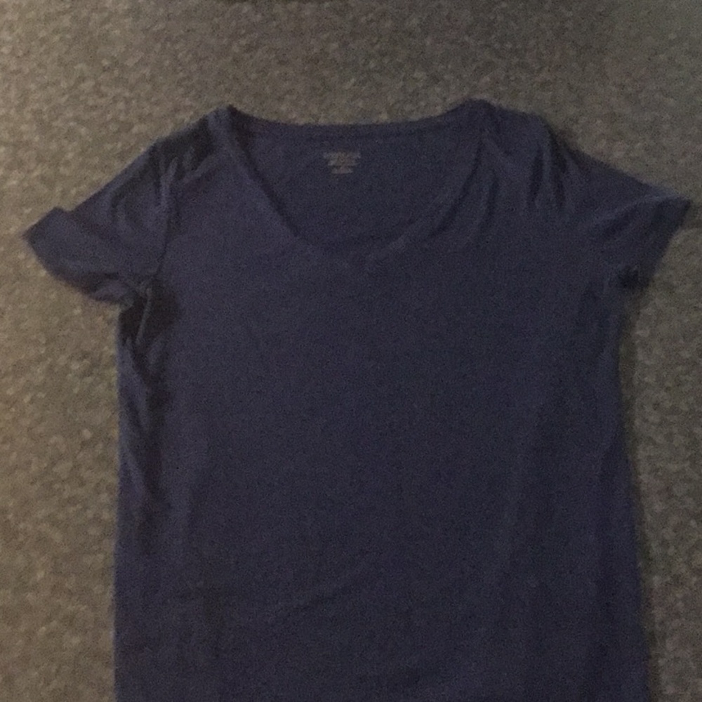 A simple blue v neck shirt